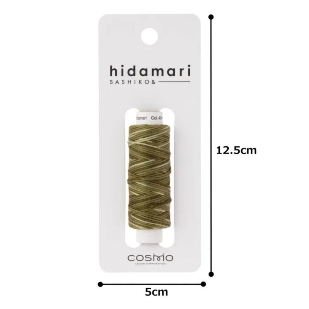 Cosmo "Hidamari" Sashiko Thread Colour 404 Green Multi