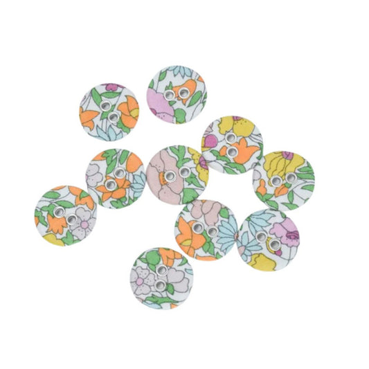 Liberty 16mm Two Hole Button - Poppy Forest, Set of 10