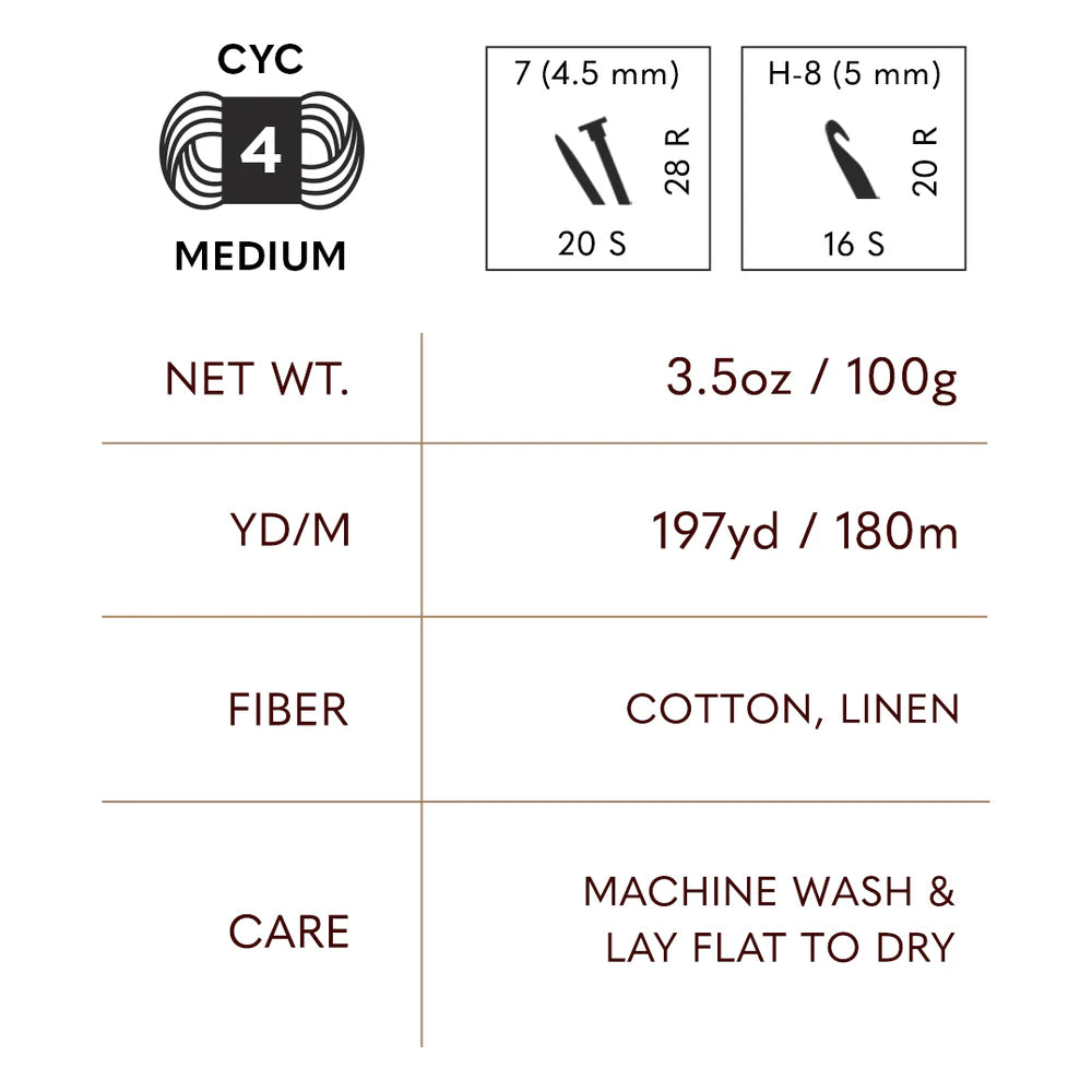 Lion Brand Touch of Linen 168 Cove specifications