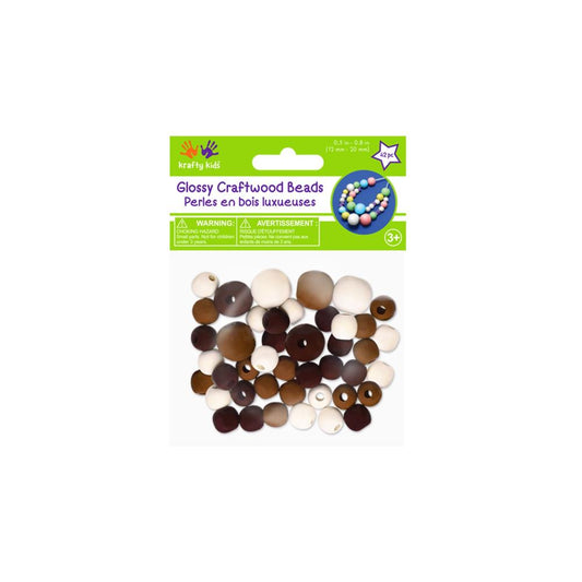 Craft Medley Gloss Wood Beads 42/Pkg