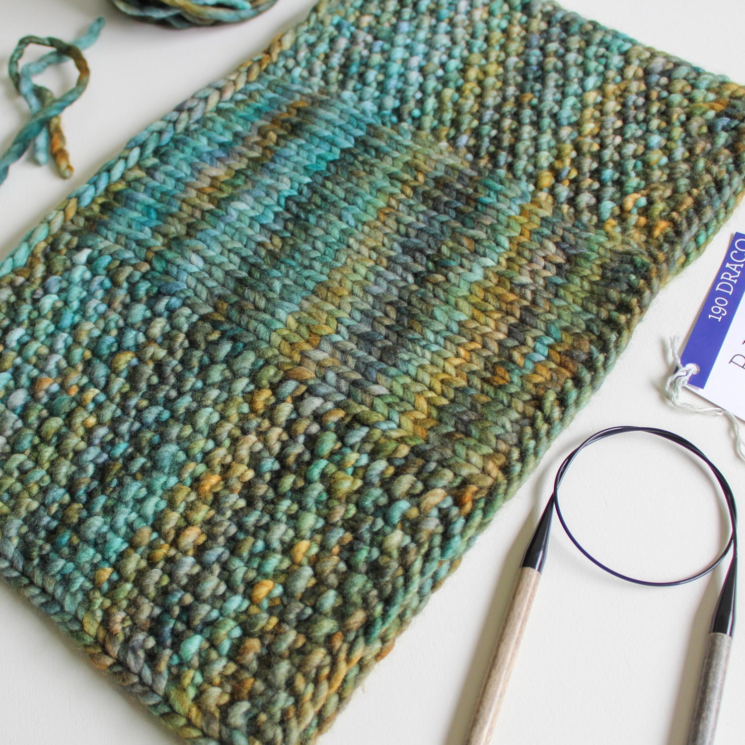 Flynn Chunky Snood using Malabrigo Rasta in "Draco"