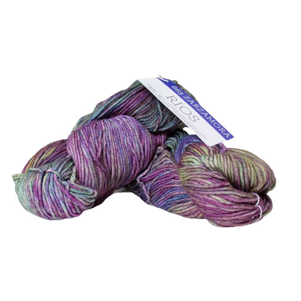Malabrigo Rios Worsted Weight Yarn - Zarzamora Color 100% Superwash Merino Wool