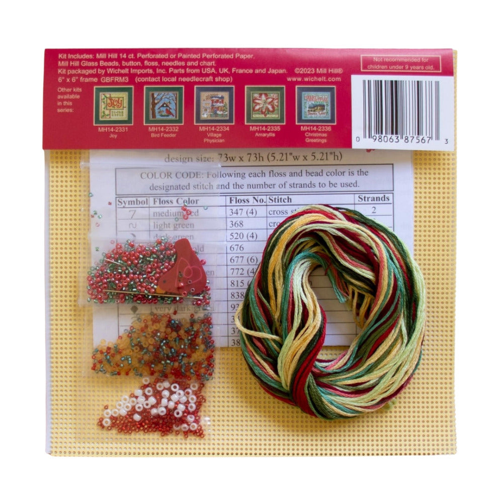 Mill Hill MH14-2333 Winter Greens kit contents