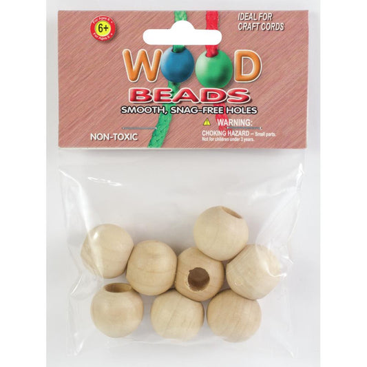 Round Wooden Macrame Beads 20mm Natural