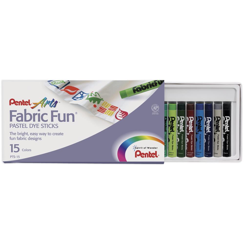 Pentel Arts Fabric Fun Pastel Dye Sticks - Set of 15