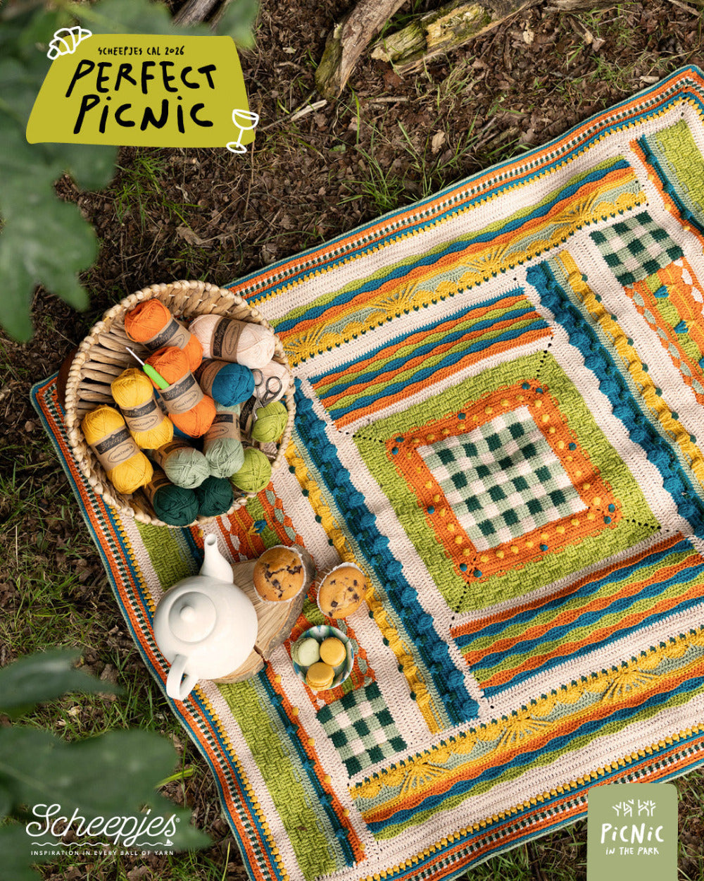 Scheepjes "Perfect Picnic" 2026 CAL Cotton Create DK Yarn Kit - Picnic in the Park