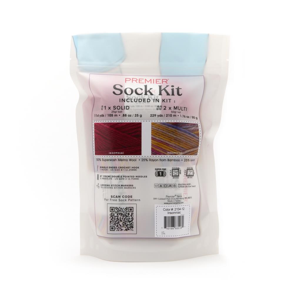 Premier Yarns Sock Kit (Knit or Crochet) - Insomniac