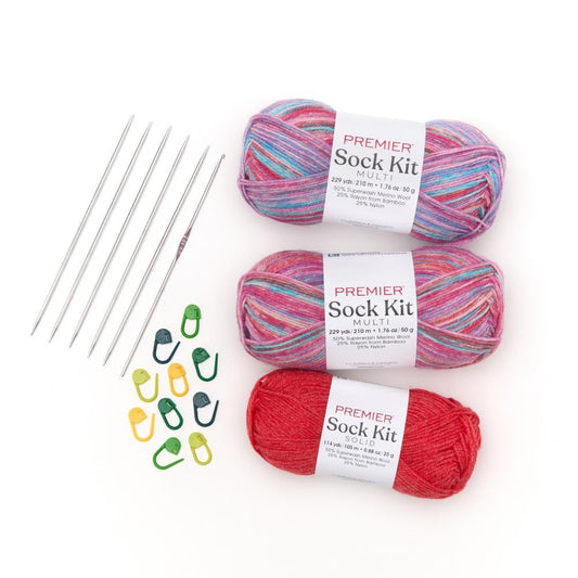 Premier Yarns Sock Kit (Knit or Crochet) - Merry Merry