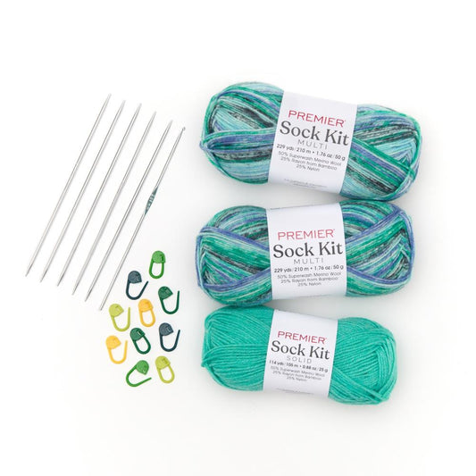 Premier Yarns Sock Kit (Knit or Crochet) - Prep School