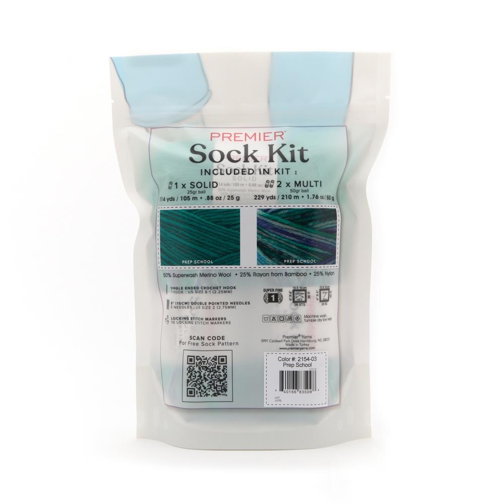 Premier Yarns Sock Kit (Knit or Crochet) - Prep School