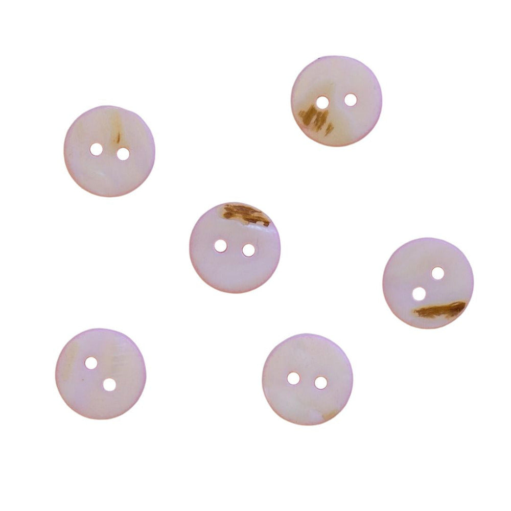 Pink Round Shell Two Hole Button 13mm back