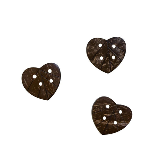 Heart Coconut Shell Four Hole Button 27mm