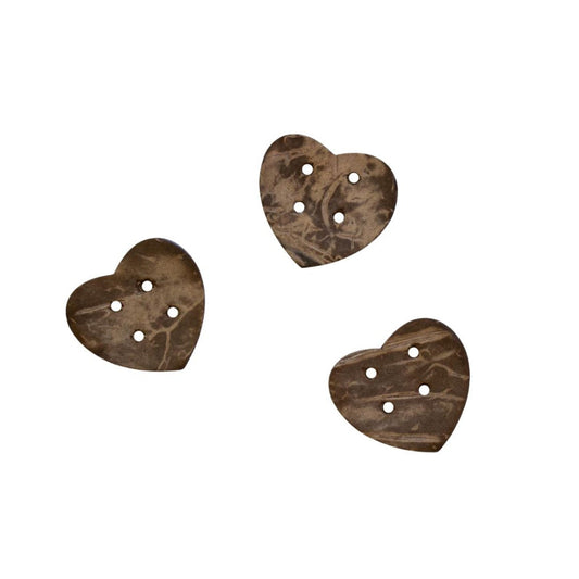 Heart Coconut Shell Four Hole Button 27mm