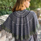Sackett Crescent Shawl, designed by Caitlin French, intermediate level using Malabrigo Dos Tierras, rear view