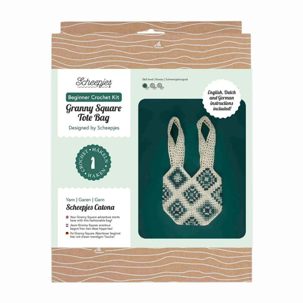 Scheepjes Beginner Granny Square Crochet Bag Kit - Blue