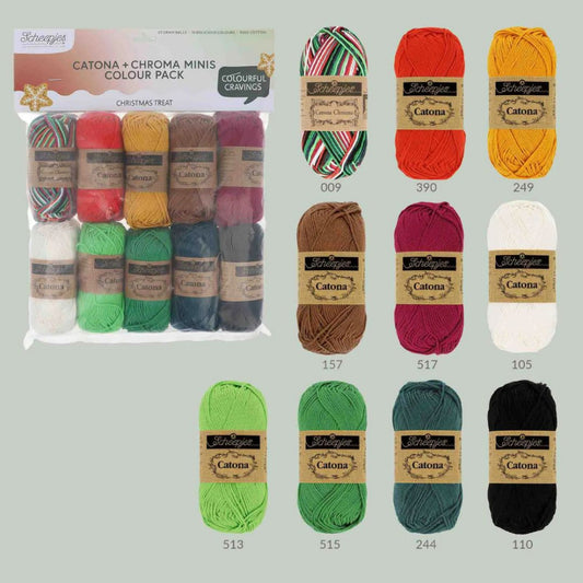 Scheepjes Catona  and Chroma Minis Colour Pack Christmas Treat