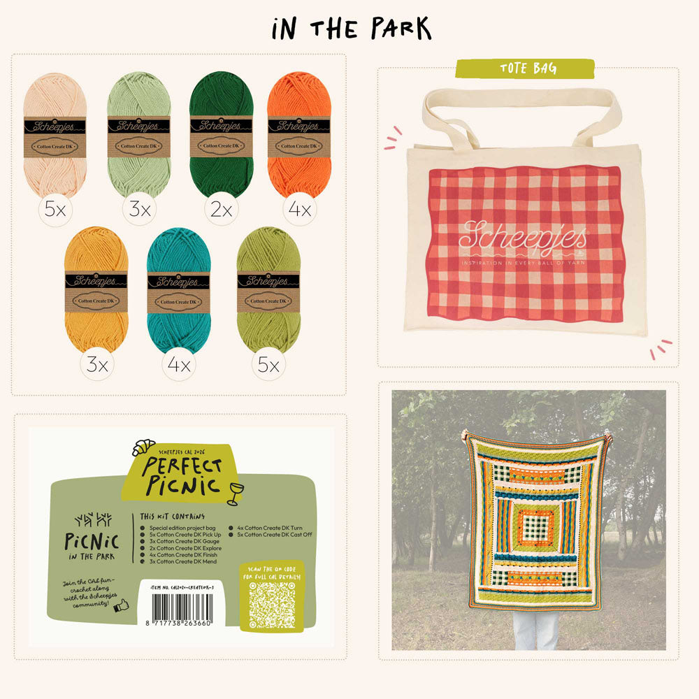 Scheepjes "Perfect Picnic" 2026 CAL Cotton Create DK Yarn Kit - Picnic in the Park