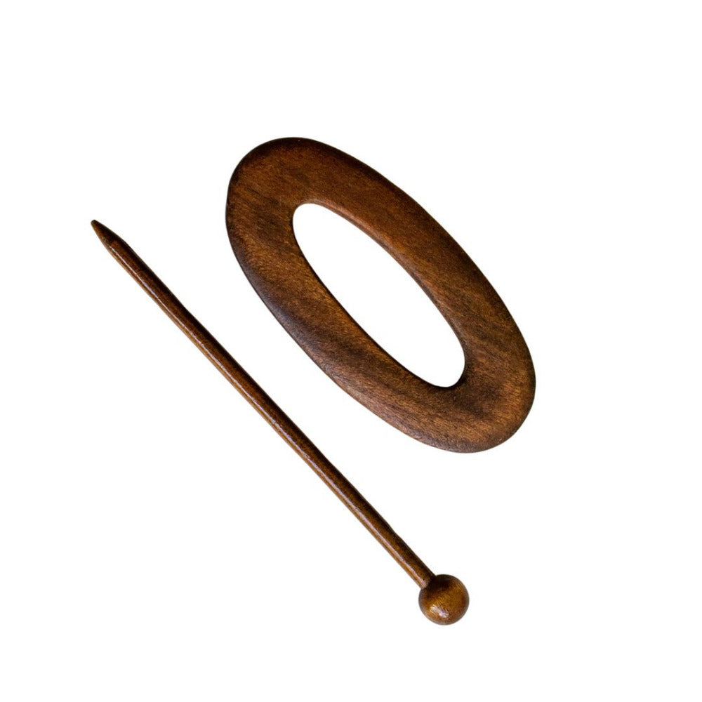 Oval 95mm Oval Timber Shawl Pin