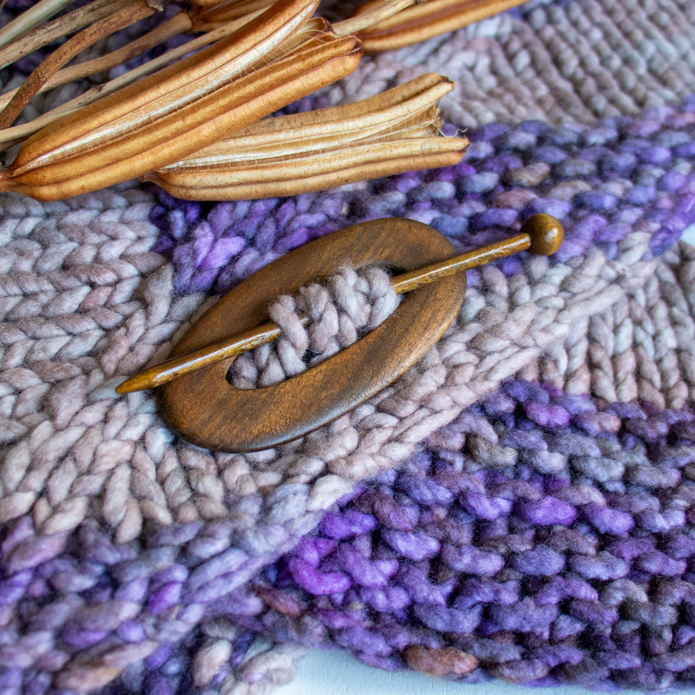 Oval 95mm Oval Timber Shawl Pin
