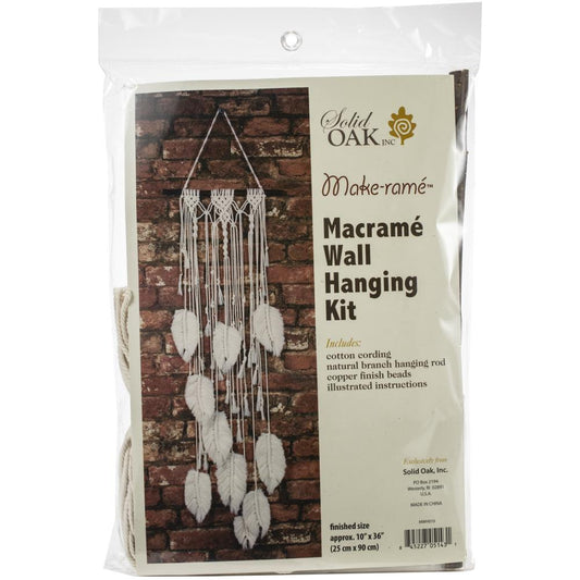 Solid Oak "Feathers" Macramé  Wallhanging Kit