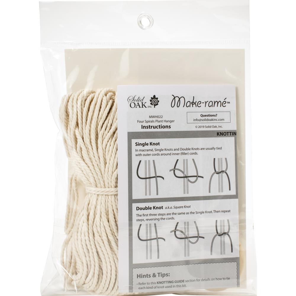 Solid Oak "Four Spirals" Macrame Plant Hanger Kit