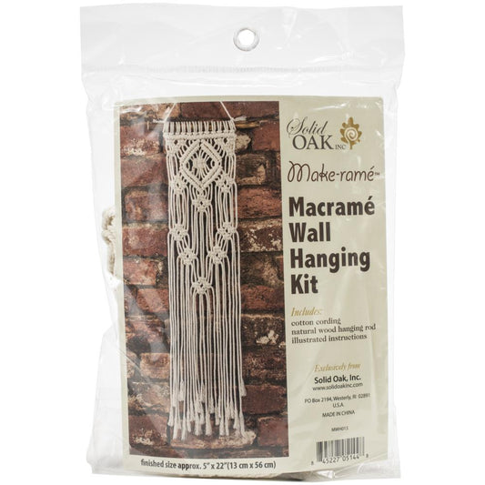 Solid Oak "Lacy Diamonds" Macramé  Wall Hanging Kit