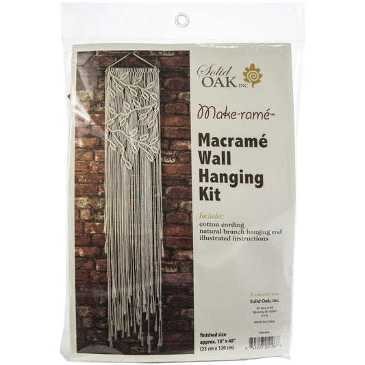 Solid Oak "Leaves and Branches" Macramé  Wall Hanging Kit