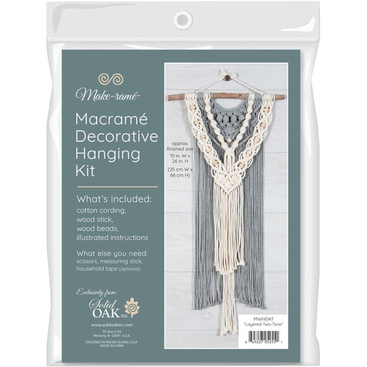 Solid Oak Macrame Decorative Layered Wall Hanging Kit