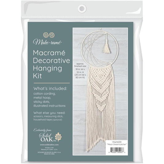 Solid Oak "Moon Dream Catcher" Macrame Wall Hanging Kit