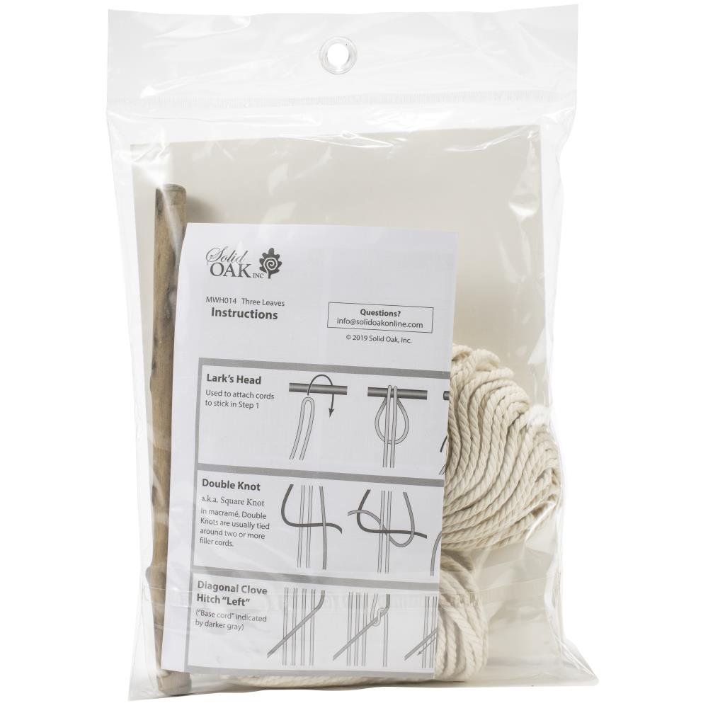 Solid Oak "Three Leaves" Macrame Kit