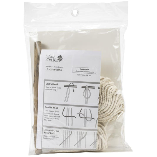 Solid Oak "Three Leaves" Macrame Kit