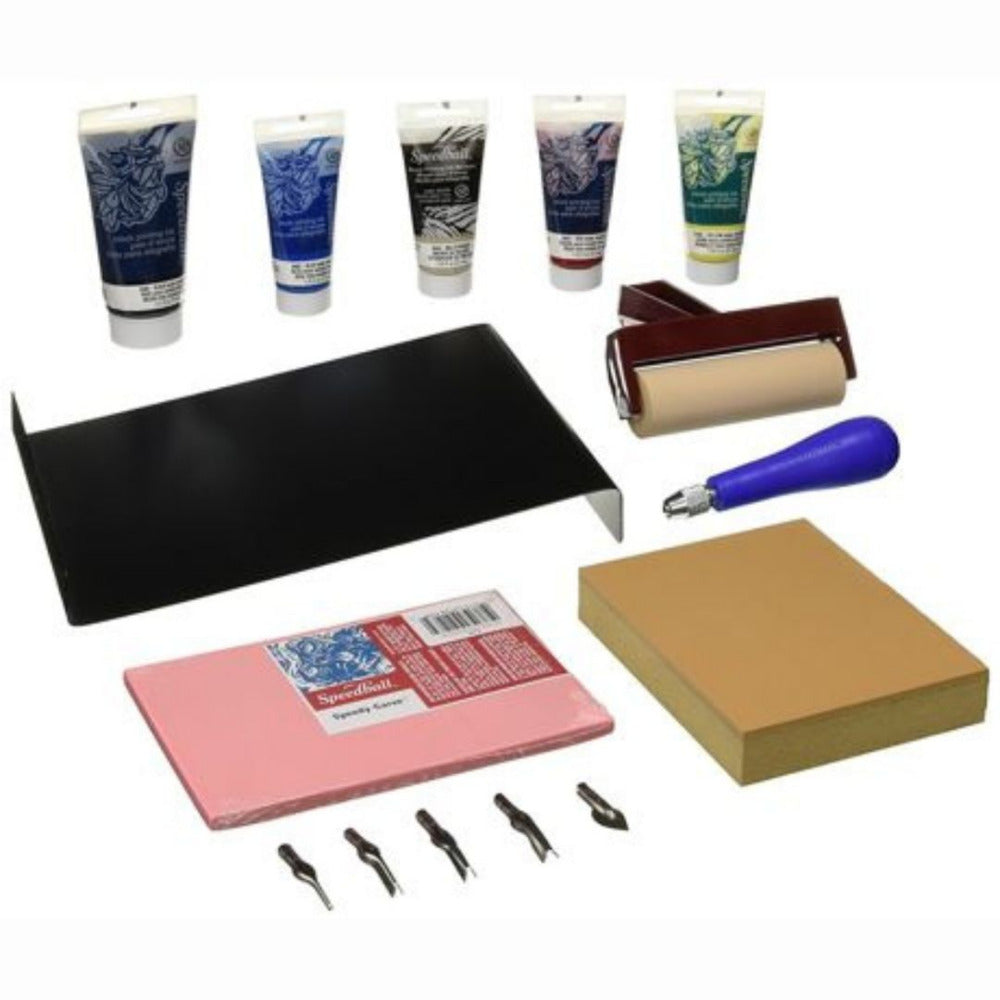 Speedball Deluxe Water Soluble Block Printing Kit - 15 Piece Set