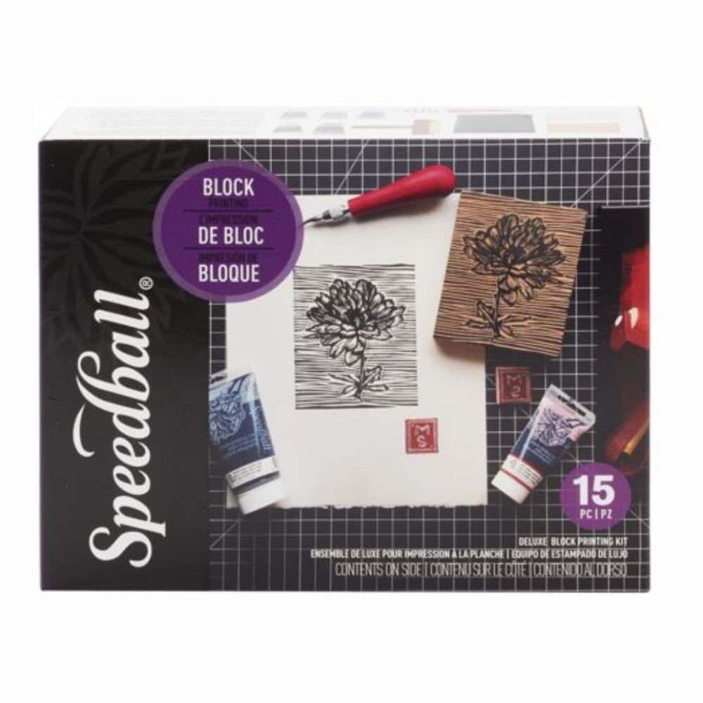 Speedball Deluxe Water Soluble Block Printing Kit - 15 Piece Set