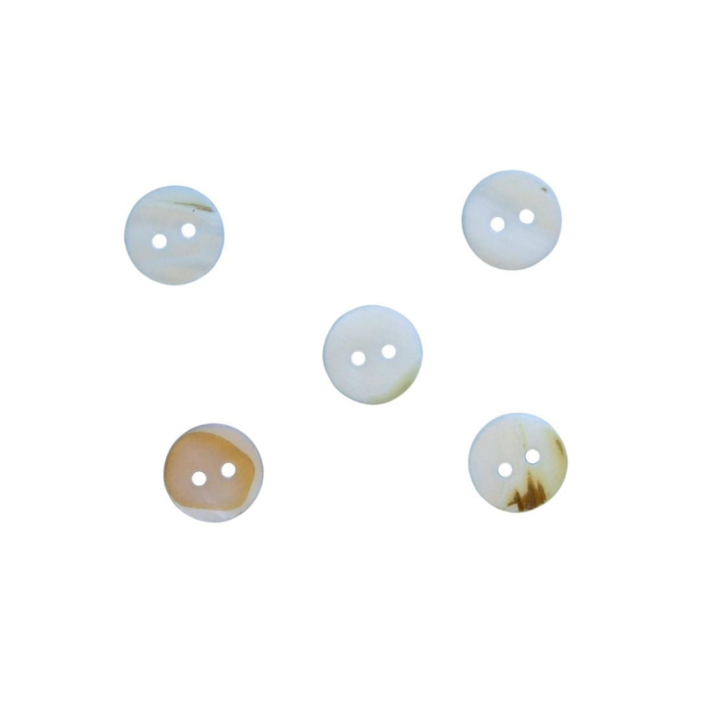 Pale Blue Round Shell Two Hole Button 13mm back