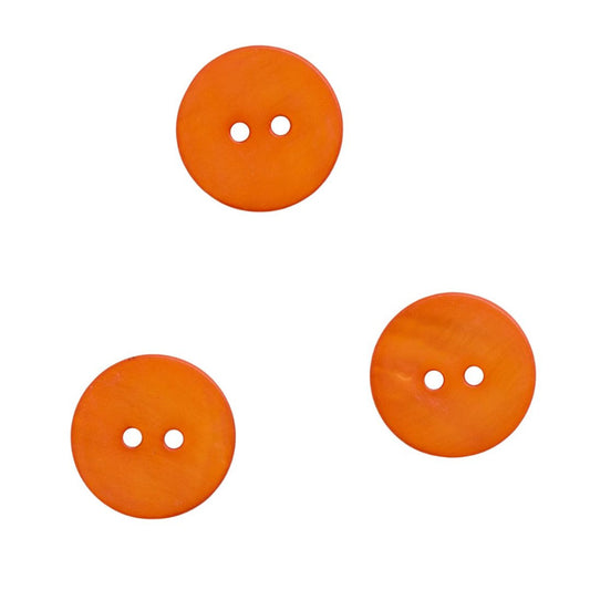 Orange Round Shell Two Hole Button 20mm