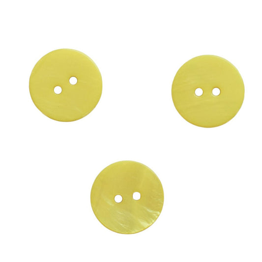 Yellow Round Shell Two Hole Button 20mm front