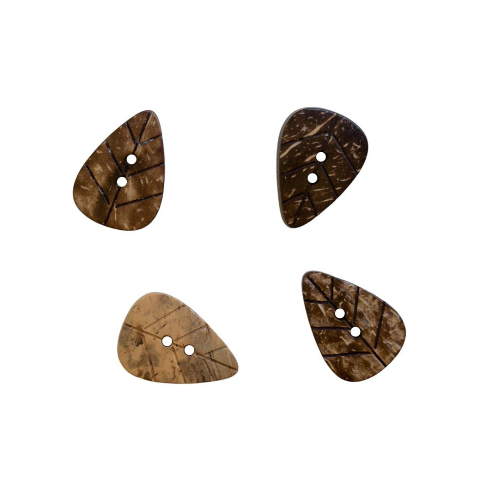 Leaf Coconut Shell Two Hole Button 28mm