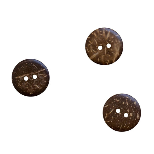 Round Coconut Shell Two Hole "Stitched" Edge Button 20mm