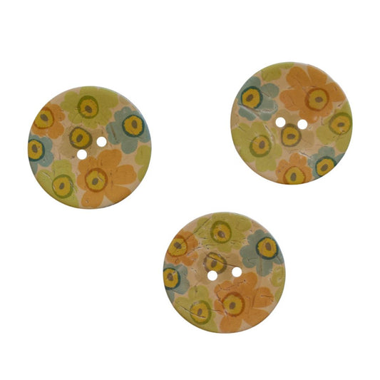 Autumn Flower Coconut Shell Two Hole Button 40mm