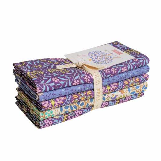Tilda Sanctuary Five Piece Fat Quarter Bundle Eggplant/Blue