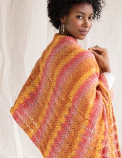 Timeless Noro - Knit Shawls: 25 Unique and Vibrant Designs, Coral Sunshine Shawl