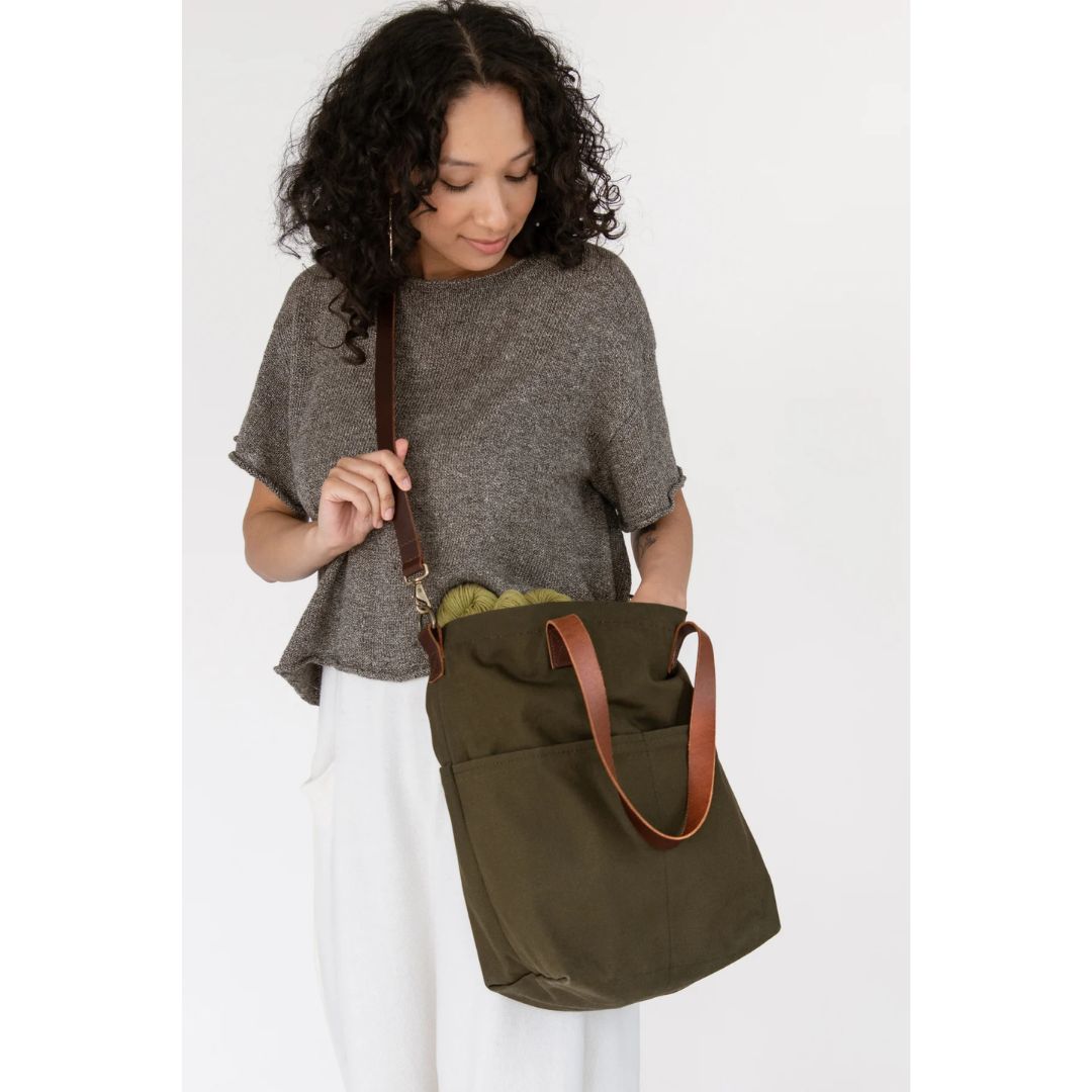 Twig & Horn Canvas Cross-Body Project Tote - Black