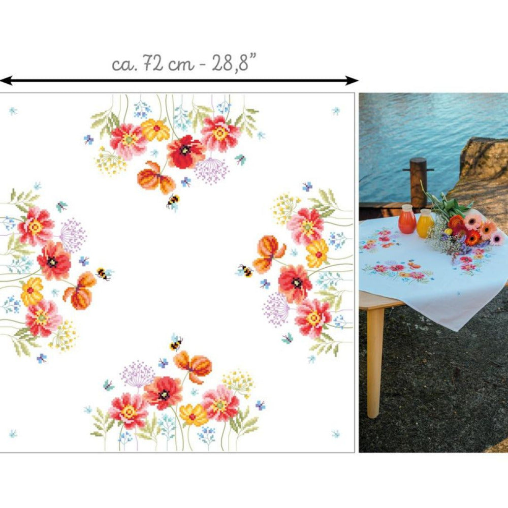 Vervaco Poppies and Wildflowers Printed Cross Stitch Cloth Kit 72cm x 72cm
