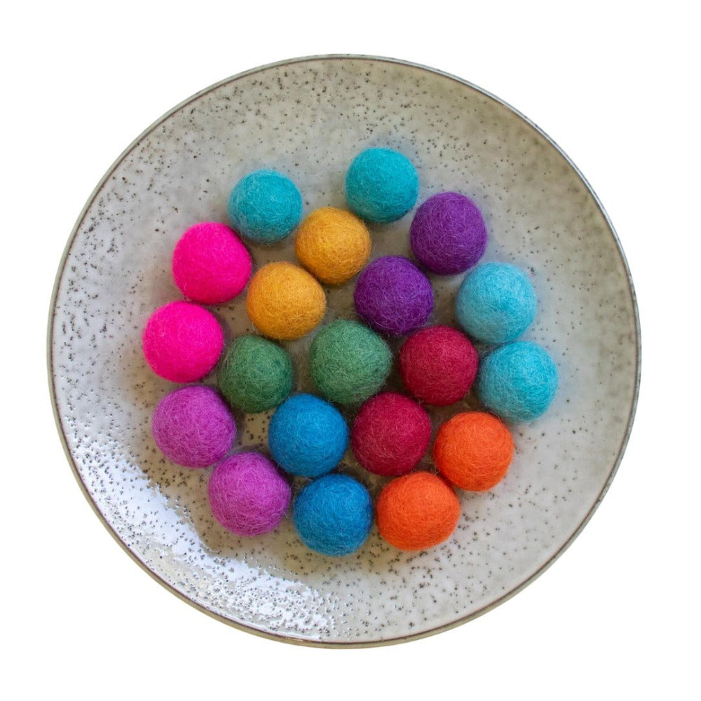 Wool Felt Balls "Summer" 2.5cm, set of 20