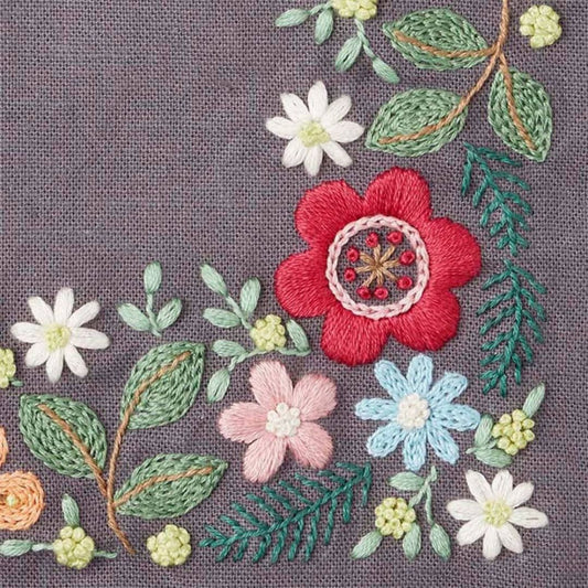 Yula's Heart-Pounding Night Forest Flower Party –  Embroidered Tote Kit, close up