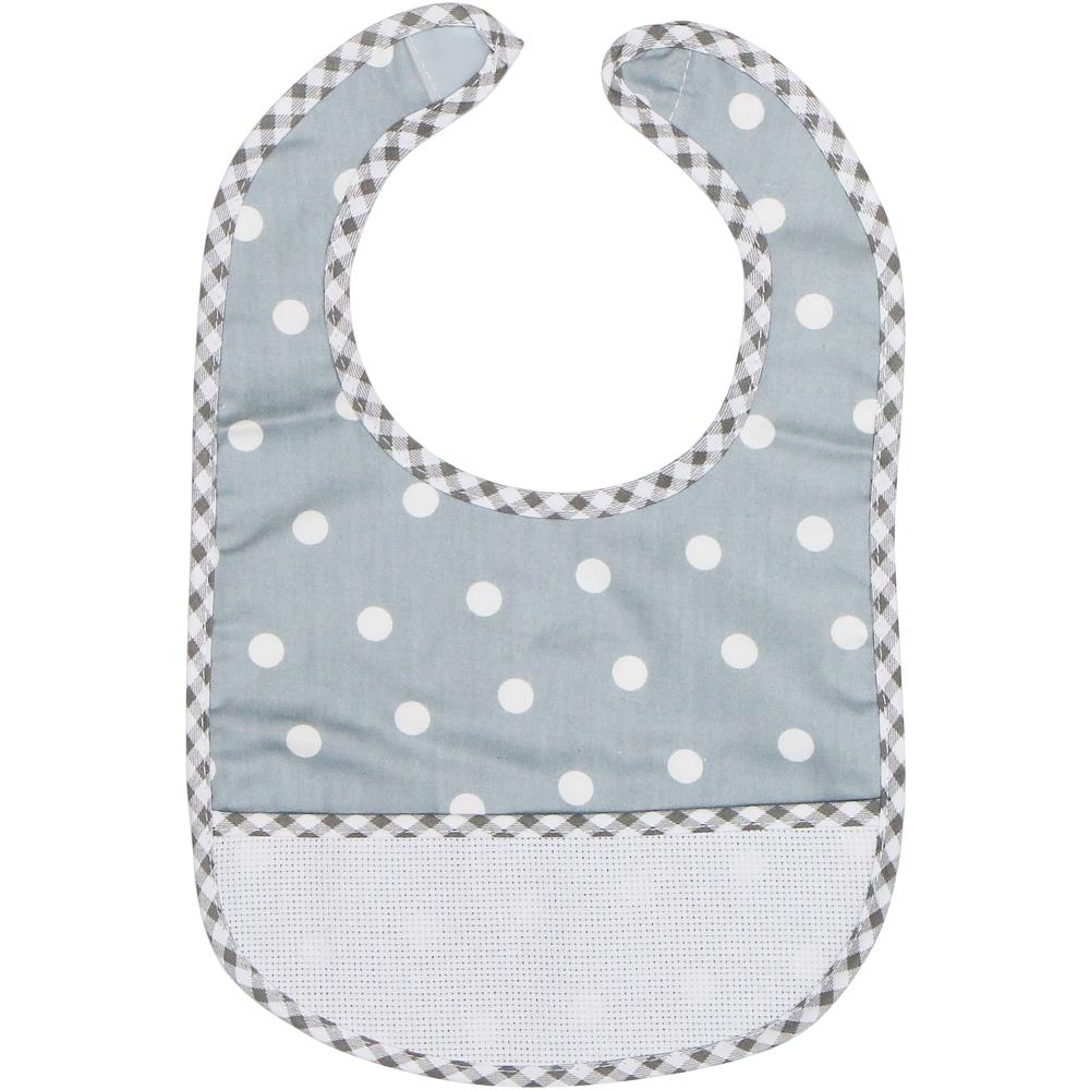 Charles Craft by DMC Baby Bib Grey with White Dots
