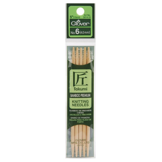 Clover Takumi Bamboo Double Pointed Knitting Needles 4.0mm/13cm