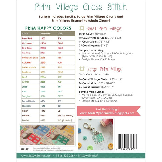 It's Sew Emma Prim Village Counted Cross Stitch Pattern