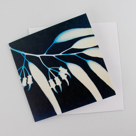 Cyanotype Art Gift Card Gum Leaf