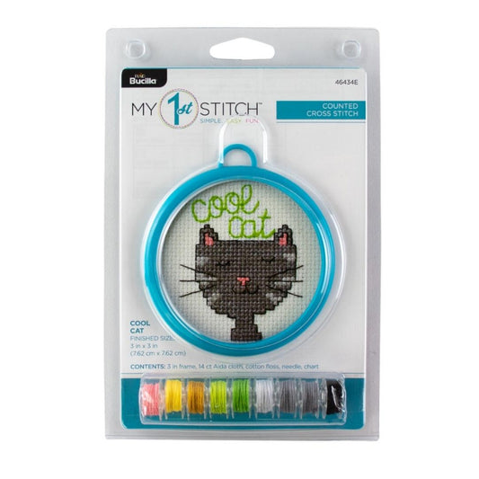 Bucilla Cool Cat My 1st Stitch Counted Cross Stitch Kit